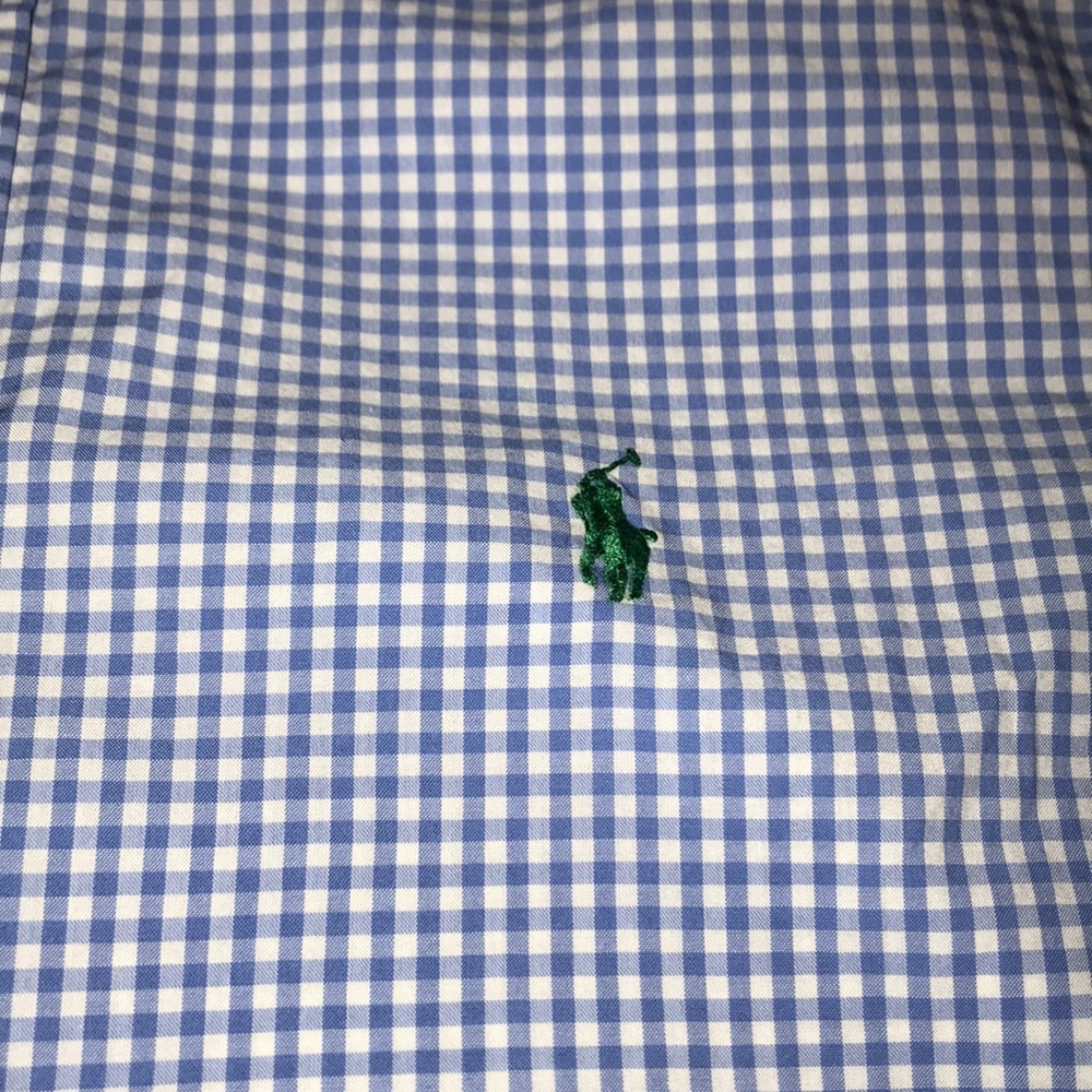 Ralph Lauren Boy L 14-16 Gingham Check Green Polo - Picture 2 of 5